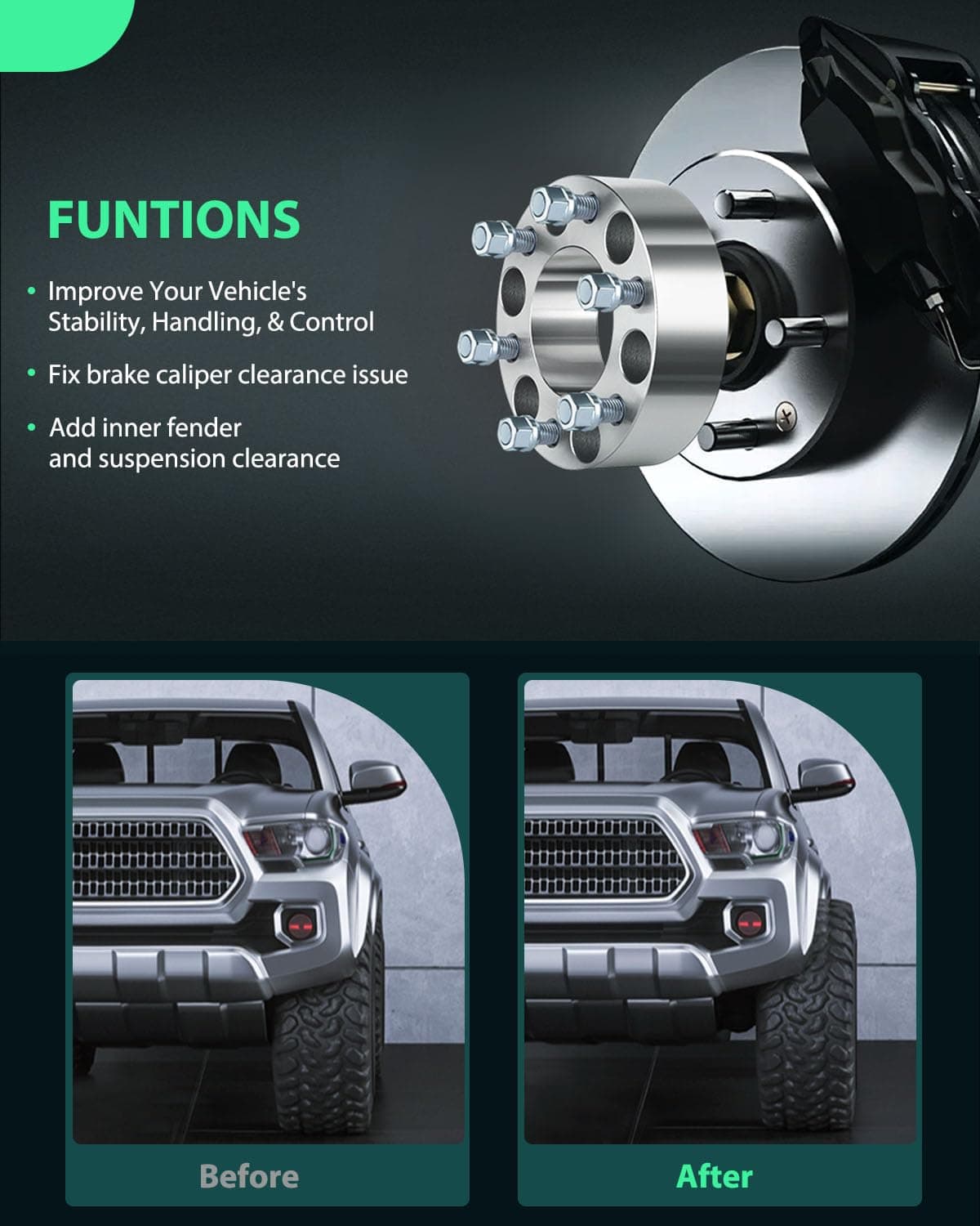 SCITOO 4PCS 2" Separadores de rueda de 6 birlos 6x135mm a - Imagen 5