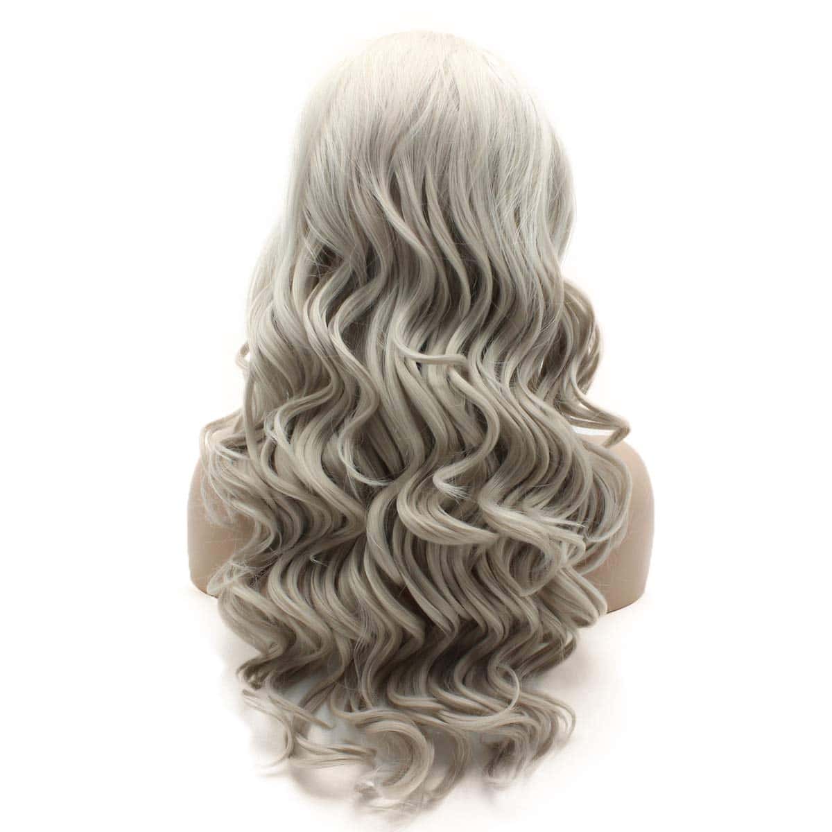 Pelucón largo gris rizado Lushy Wavy de media mano con - Imagen 5