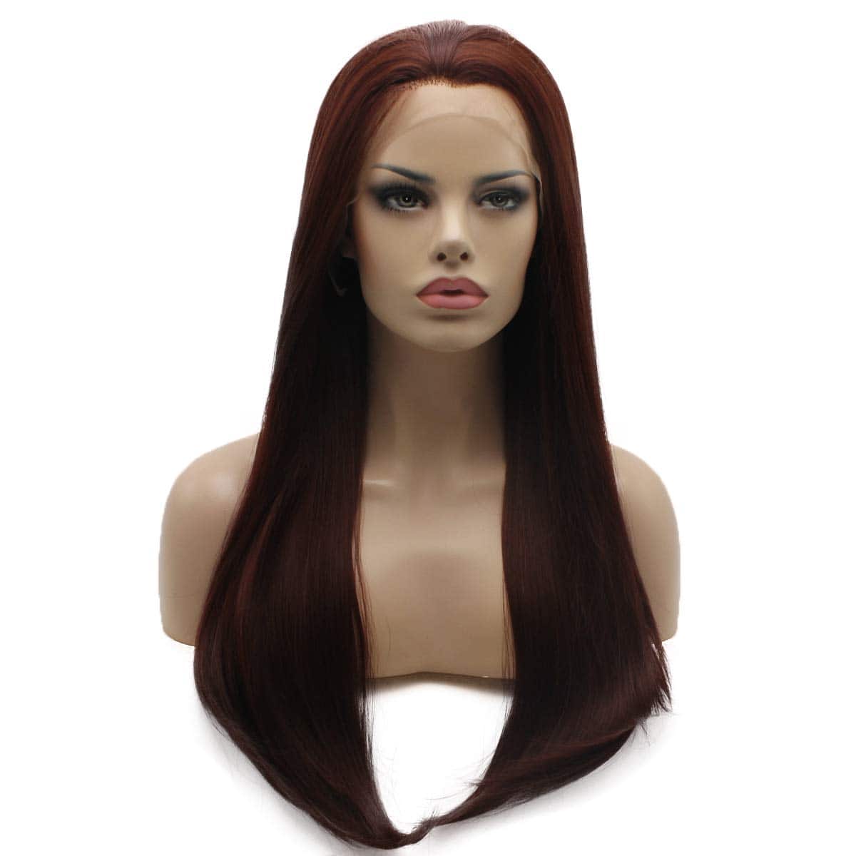 Pelucas de Encaje Sintético Realista de -Caoba