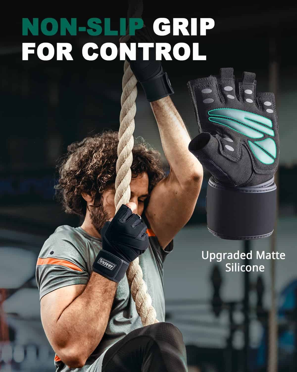Guantes de entrenamiento Trideer para -Negro con muñequera - Imagen 5