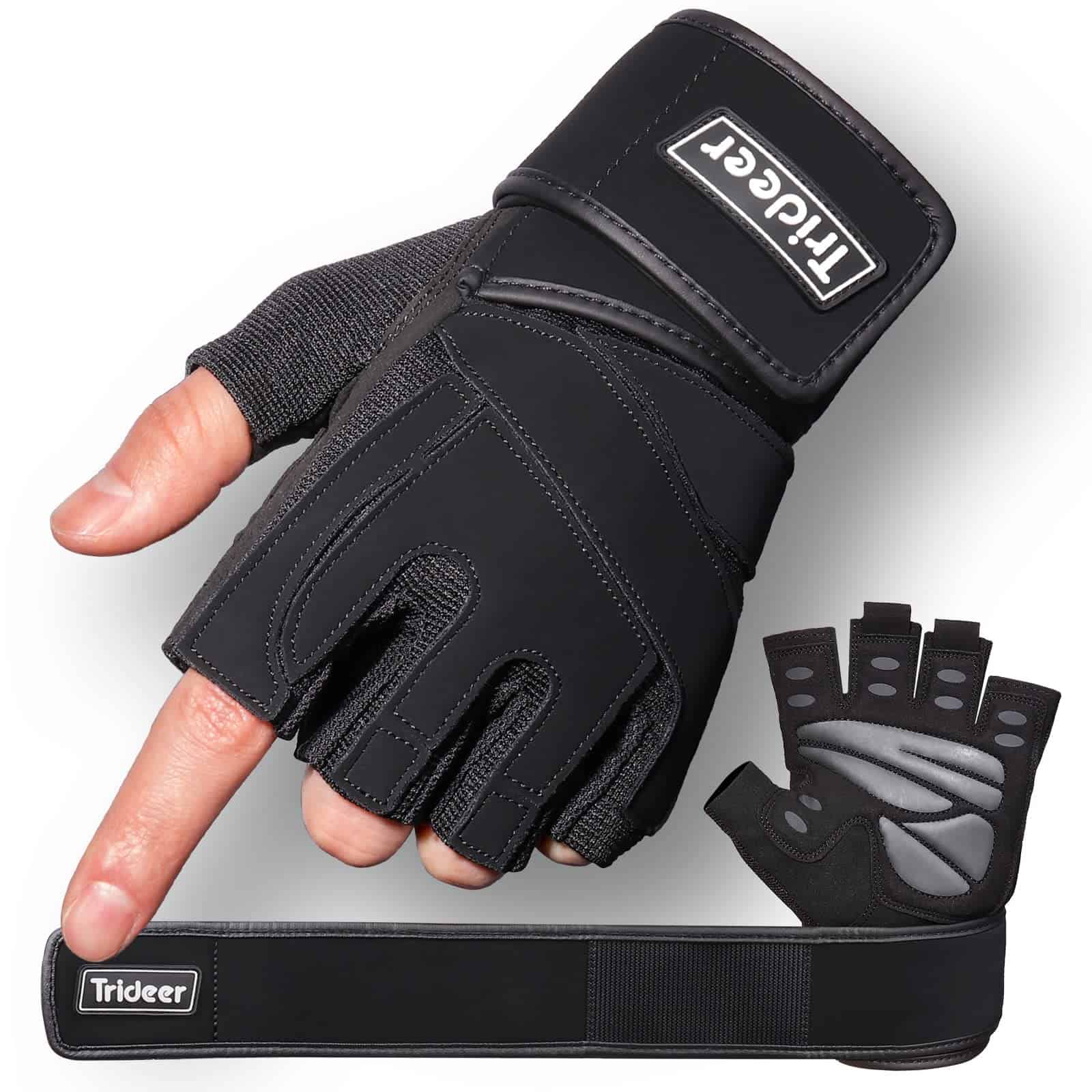 Guantes de entrenamiento Trideer para -Negro con muñequera