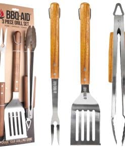 Set de 3 Accesorios para Parrilla BBQ - Pinzas, Espátula y