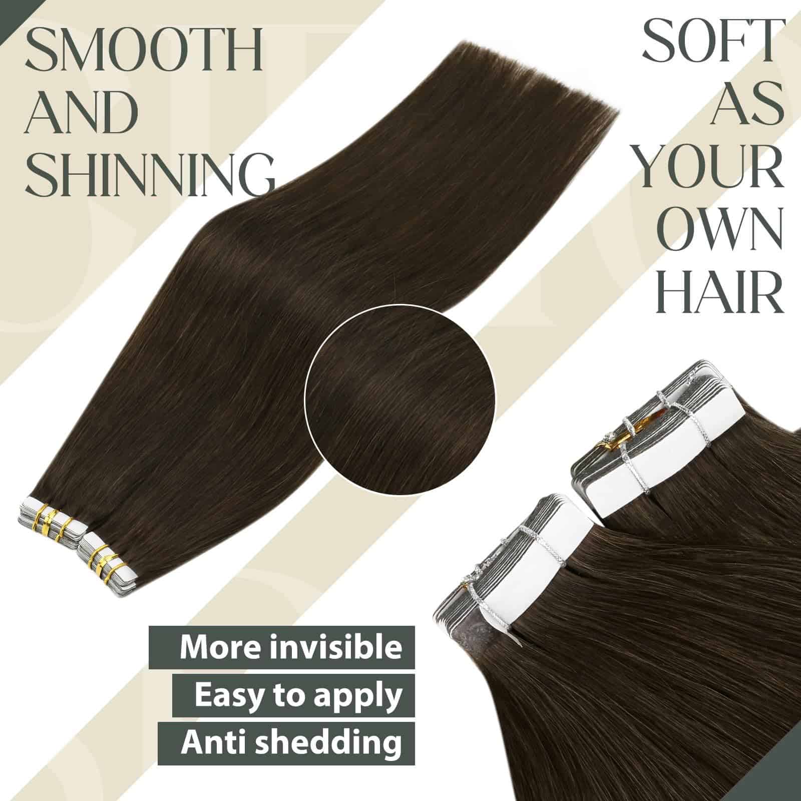 Extensiones de Cabello Tape in de Pelo -Marrón Remy-Pure - Imagen 3