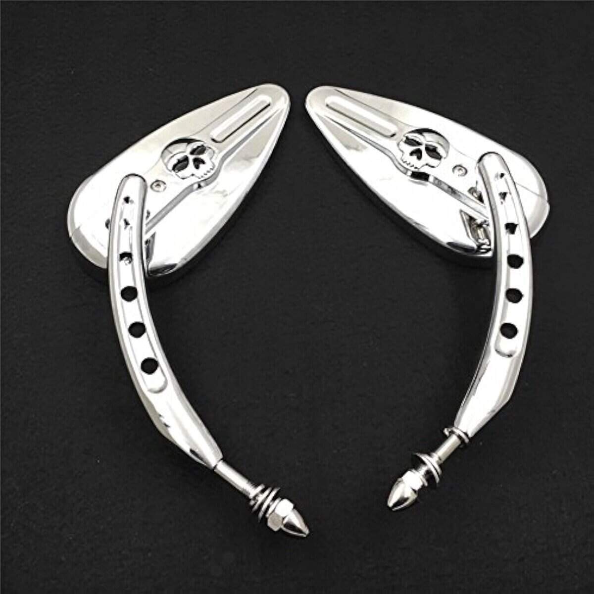 Espejos laterales de cráneo cromados XKMT compatibles con