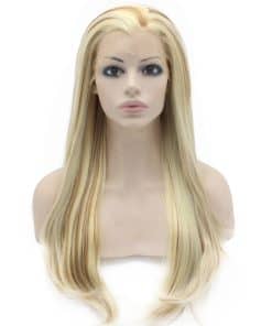 Pelucas Lace Front Sintéticas de Celebridad Rubia Mezclada