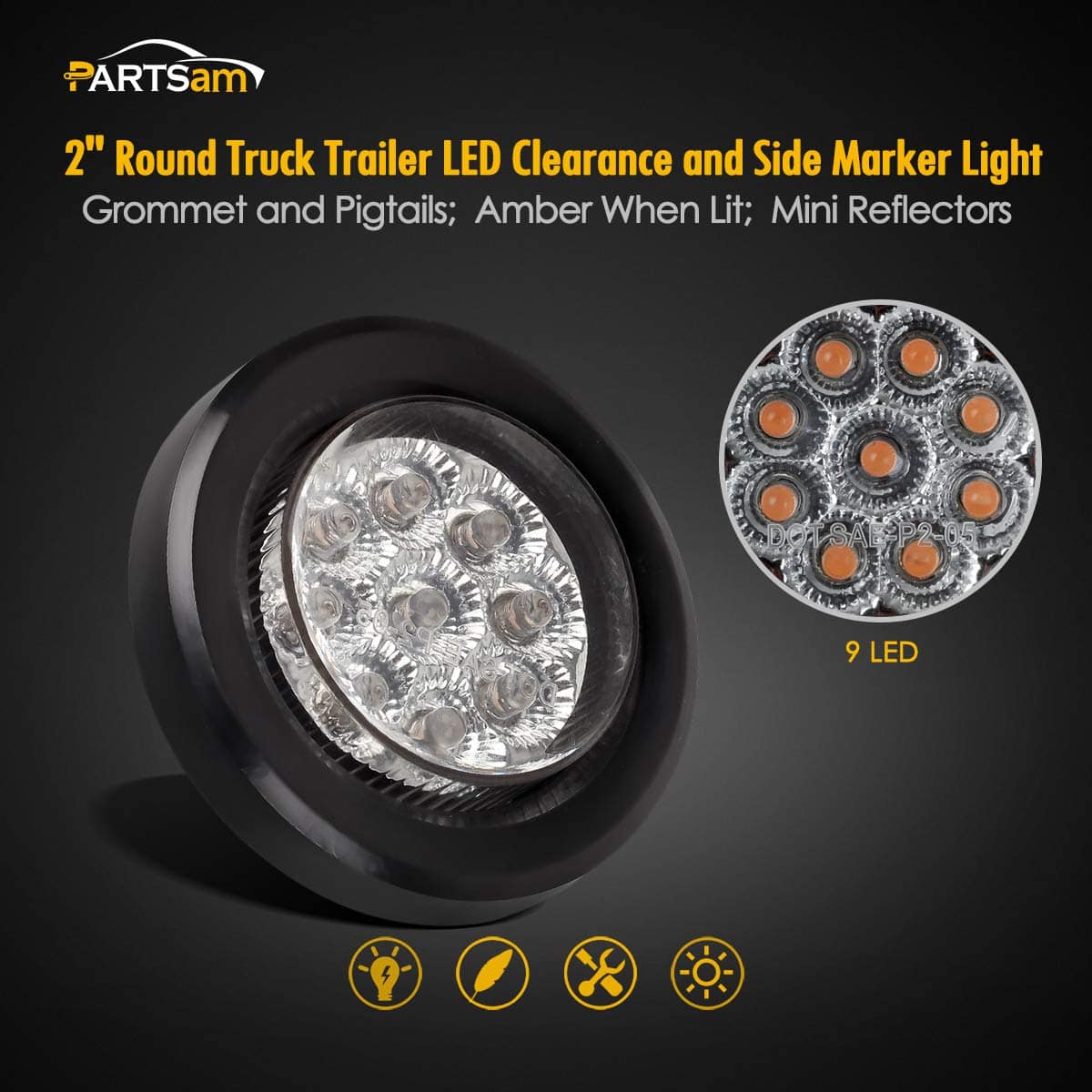 Partsam 10x 2 Luces de marcador laterales LED ámbar - Imagen 3