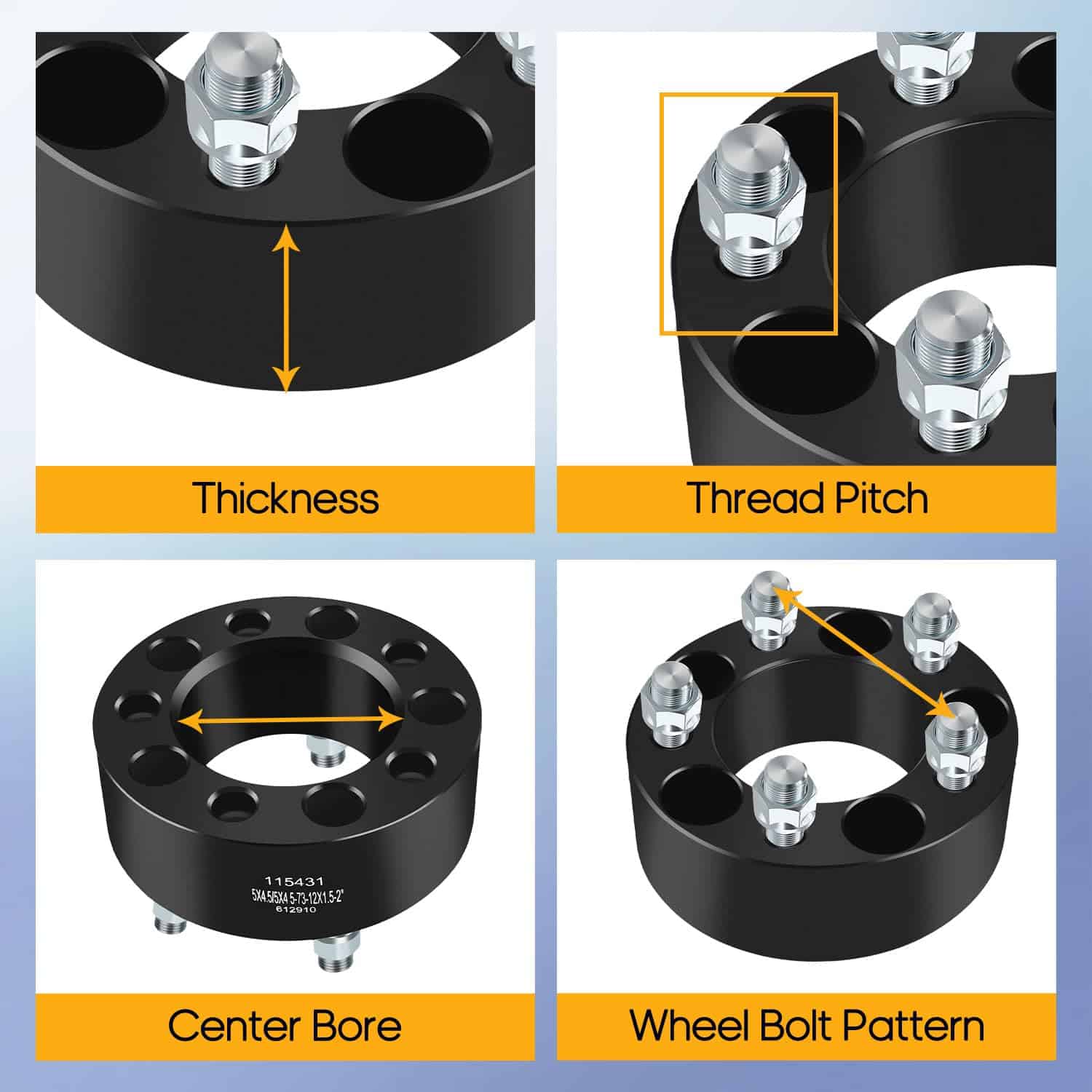 OCPTY 2PCS Separadores de Rueda de 5x4.5 a 5x4.5 de 2 - Imagen 4