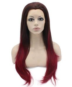 Peluca Sintética Lace Front Recta Larga Media Mano Atada