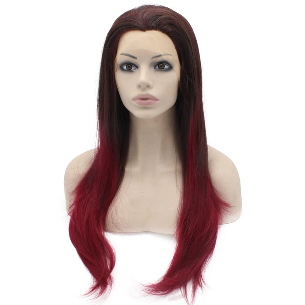 Peluca Sintética Lace Front Recta Larga Media Mano Atada - Imagen 5