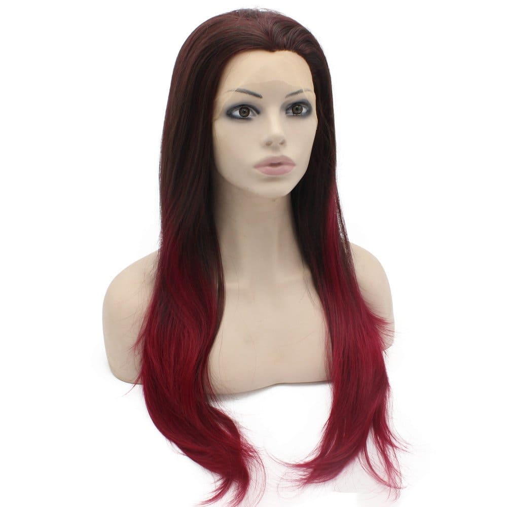 Peluca Sintética Lace Front Recta Larga Media Mano Atada - Imagen 3