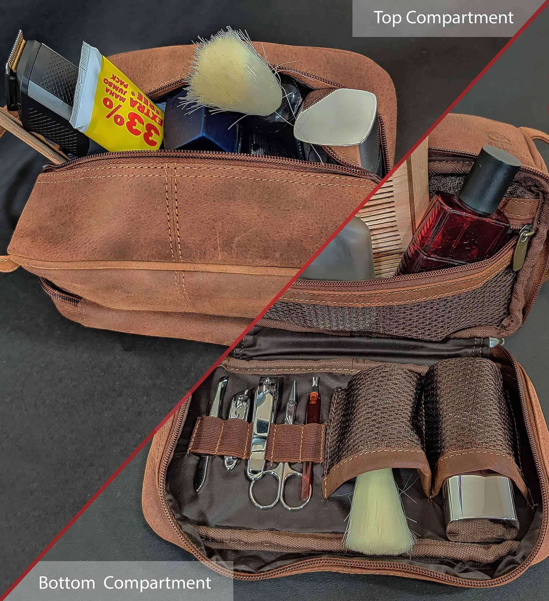 Bolso de viaje de cuero genuino para cosméticos - - Imagen 5