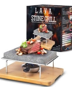 Parrilla de mesa de piedra de lava Artestia con bandeja de