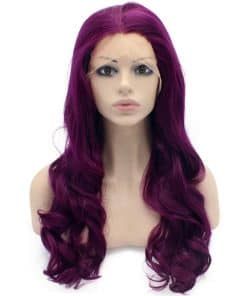 Pelucas de encaje frontal sintético largo y ondulado