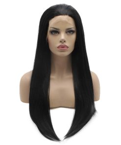 Pelucas de encaje frontal sintético -Negro
