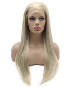 Pelucas rectas largas y sedosas rubias blancas mixtas de