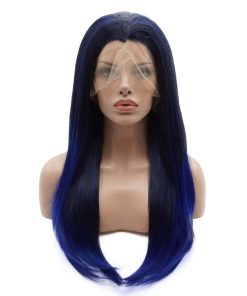 Pelucas de encaje frontal sintético -Azul