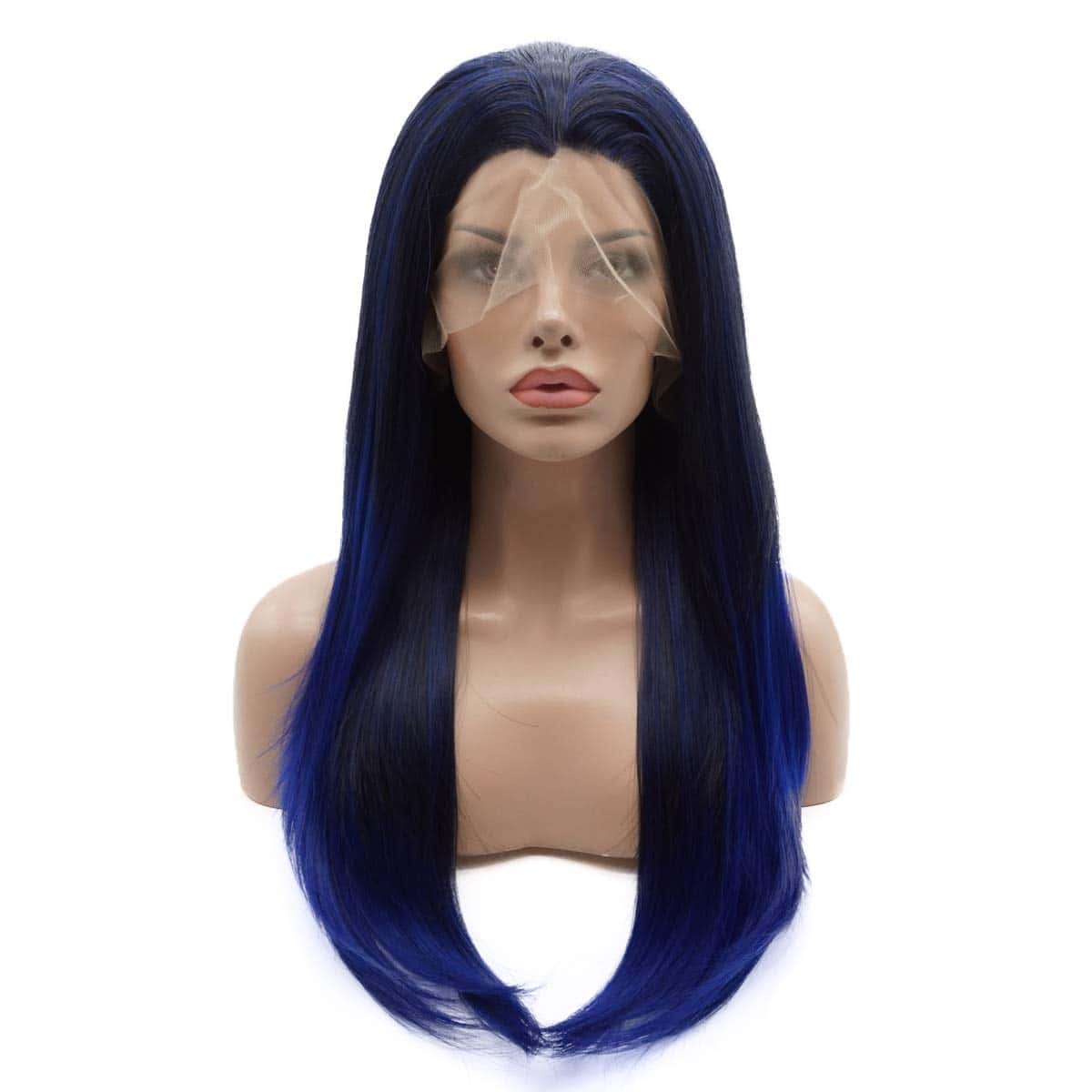 Pelucas de encaje frontal sintético -Azul