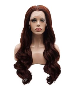 Pelucas Lushy larga ondulada de 24 pulgadas auburn densidad