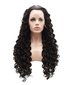 Peluca Larga y Rizada de Dos Tonos Marrón Mixto de Alta