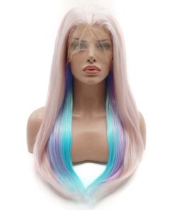 Pelucas de Encaje Frontal Sintéticas Rectas de Alta