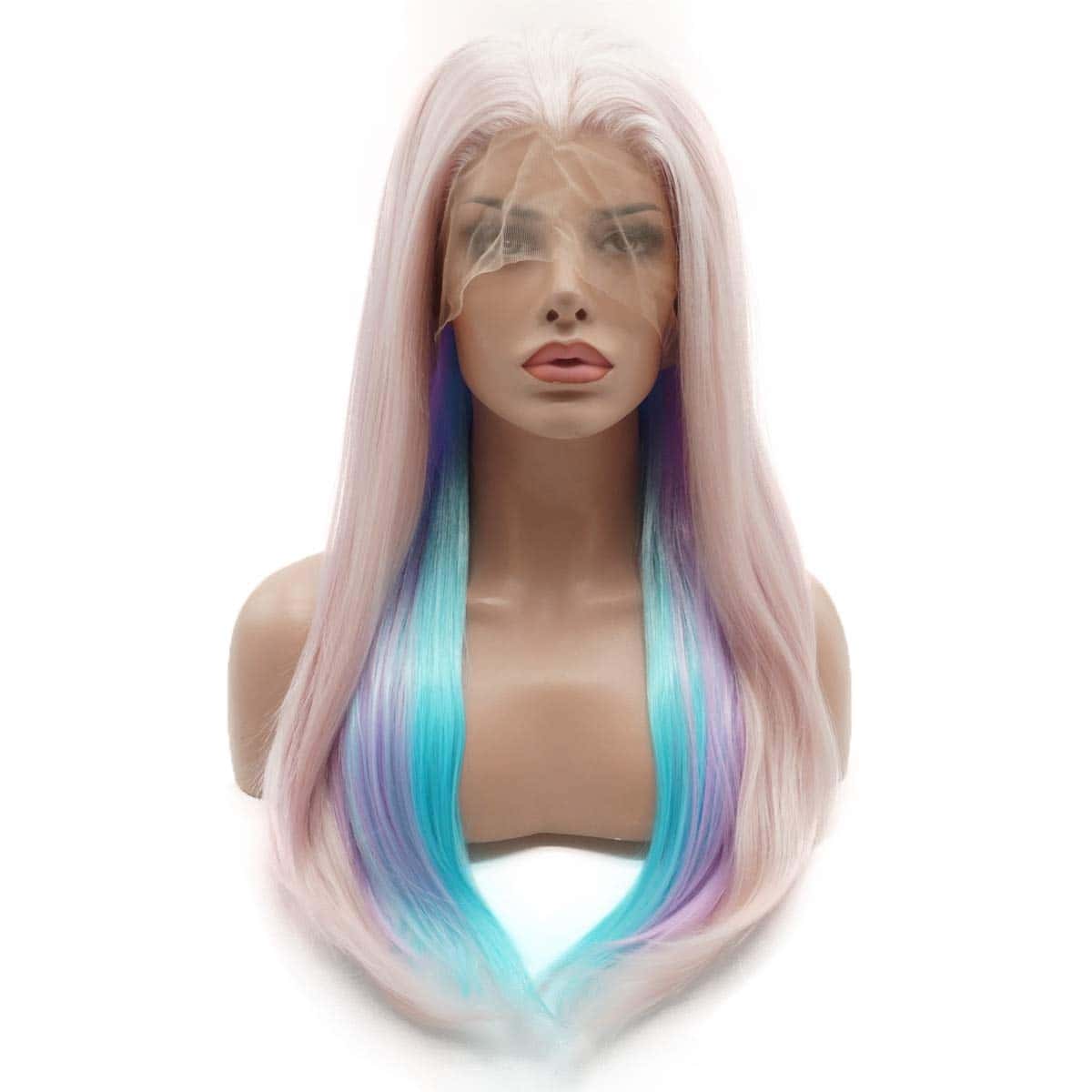 Pelucas de Encaje Frontal Sintéticas Rectas de Alta