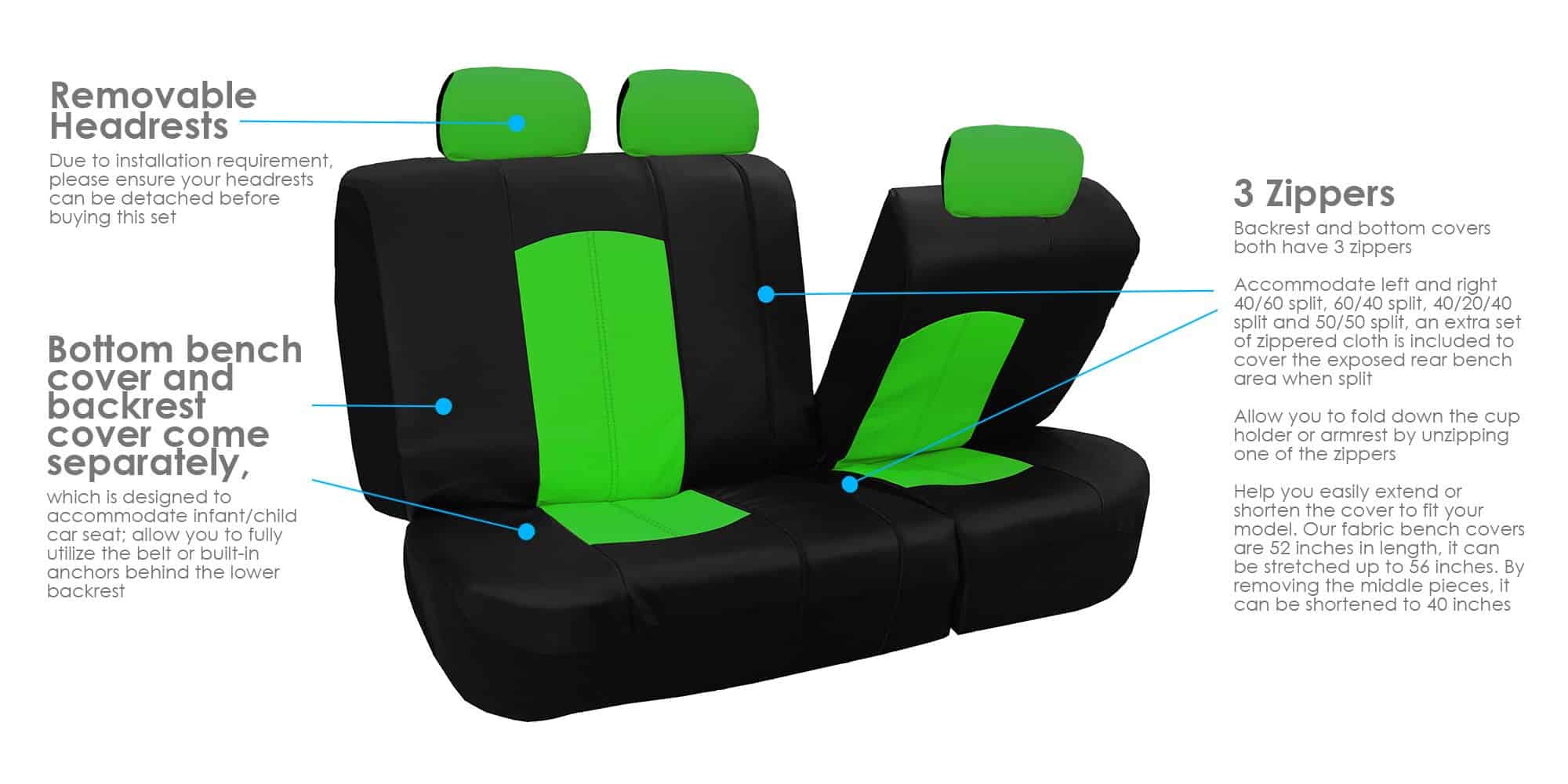 Cubierta de Asiento de Banco Dividido de Cuero Artificial - Imagen 4