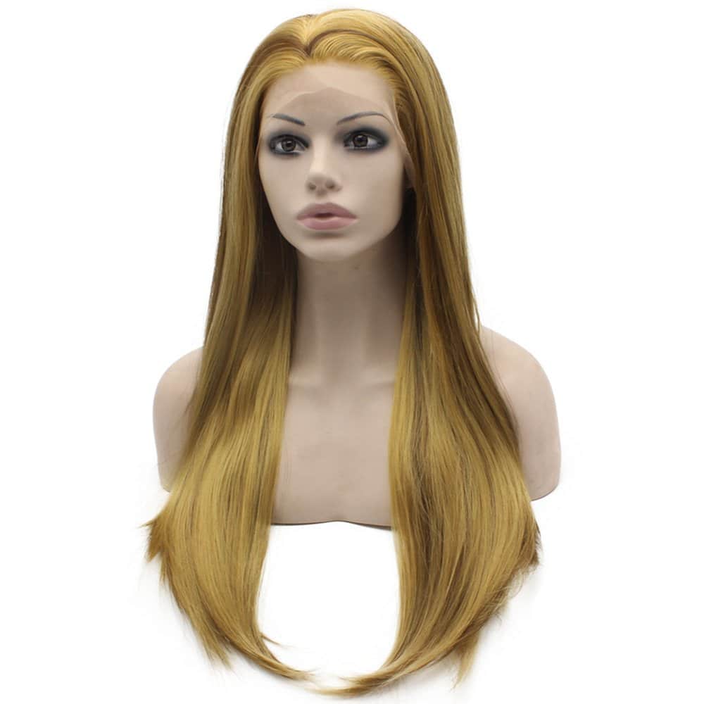Pelucas de mujer rubias de encaje frontal sintético - Imagen 4