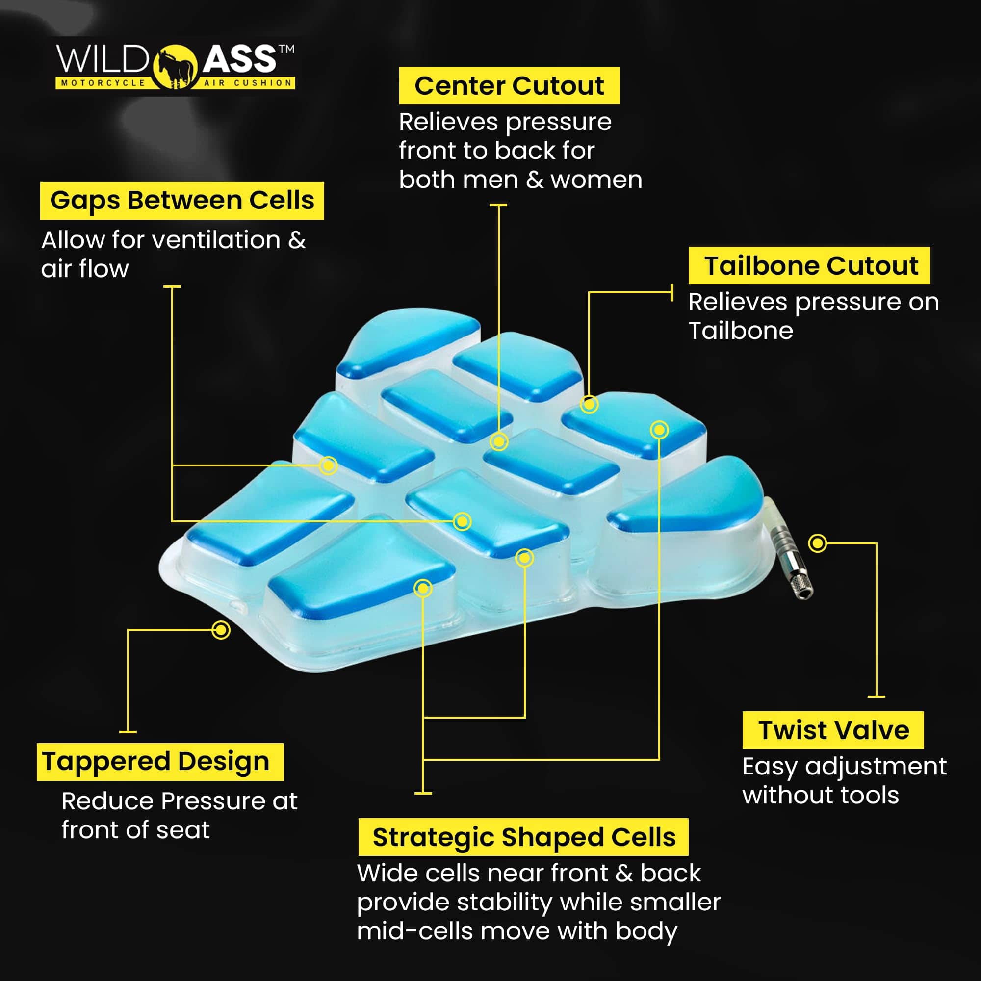 Cojín de asiento de gel para motocicleta Wild Ass - - Imagen 5