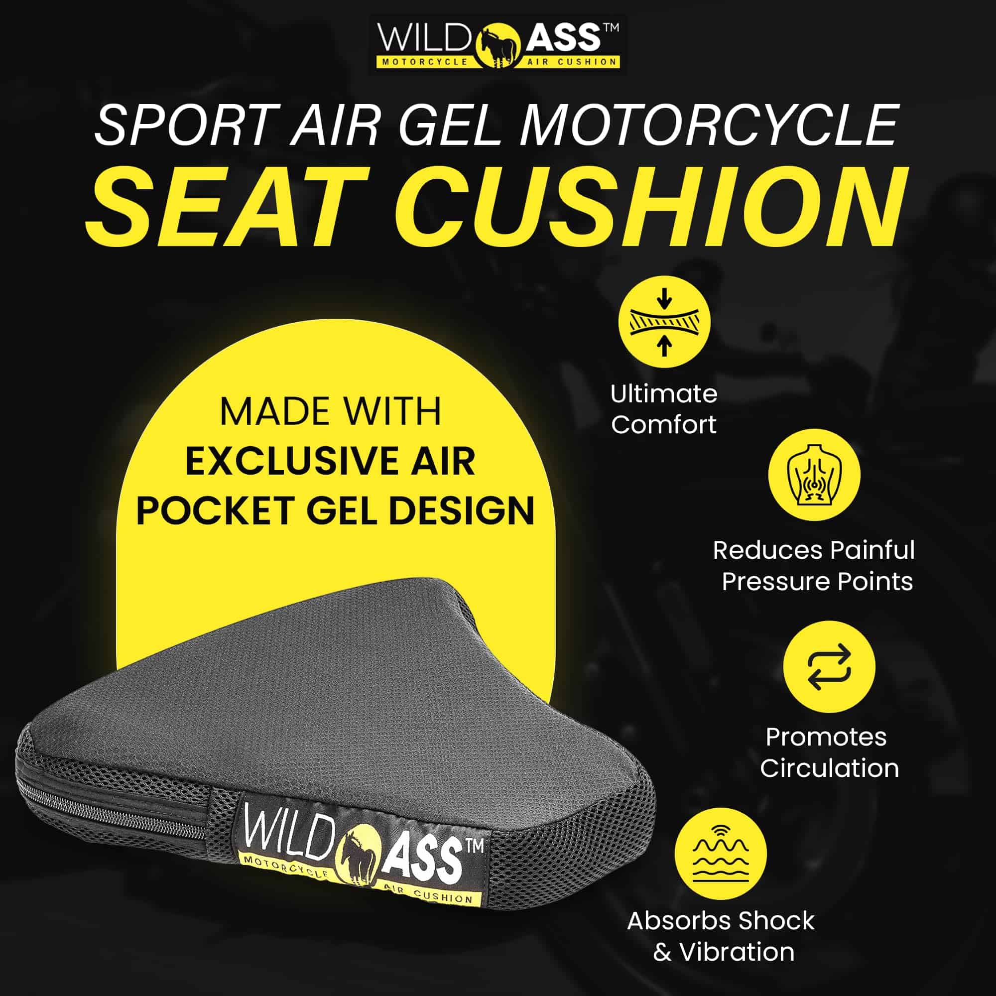 Cojín de asiento de gel para motocicleta Wild Ass - - Imagen 4