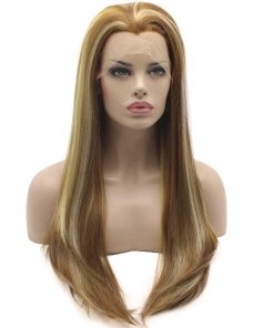Peluca front Lace Lushy Straight Long de 24 pulgadas, rubio