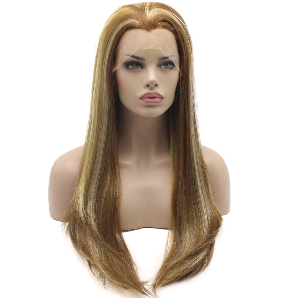 Peluca front Lace Lushy Straight Long de 24 pulgadas, rubio