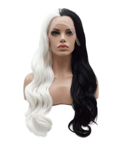 Pelucas de Encaje Sintético Realista de -Mitad blanco mitad