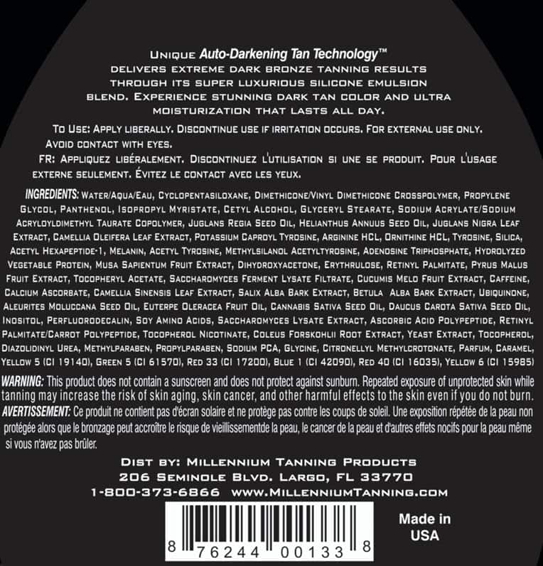 LOTE de 2 Millennium PAINT IT BLACK 50X Bronceador Interior - Imagen 10