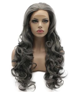 Pelucas Largas Onduladas Gris Lushy Half Hand Tied de Fibra