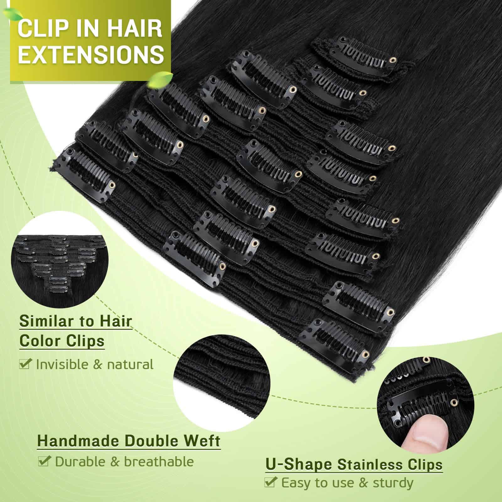 Extensiones de Cabello Humano Remy de Doble Trama Clip en - Imagen 5