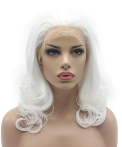 Pelucas Blancas Medianas Onduladas de Densidad Pesada,