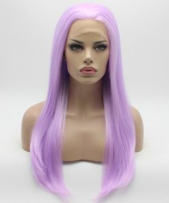 Pelucas Largas Rectas Sedosas de Color Lila Claro Medio