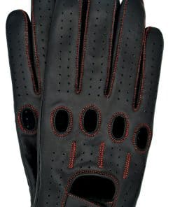 Guantes de Conducción de Cuero Genuino de -Negro/Rojo