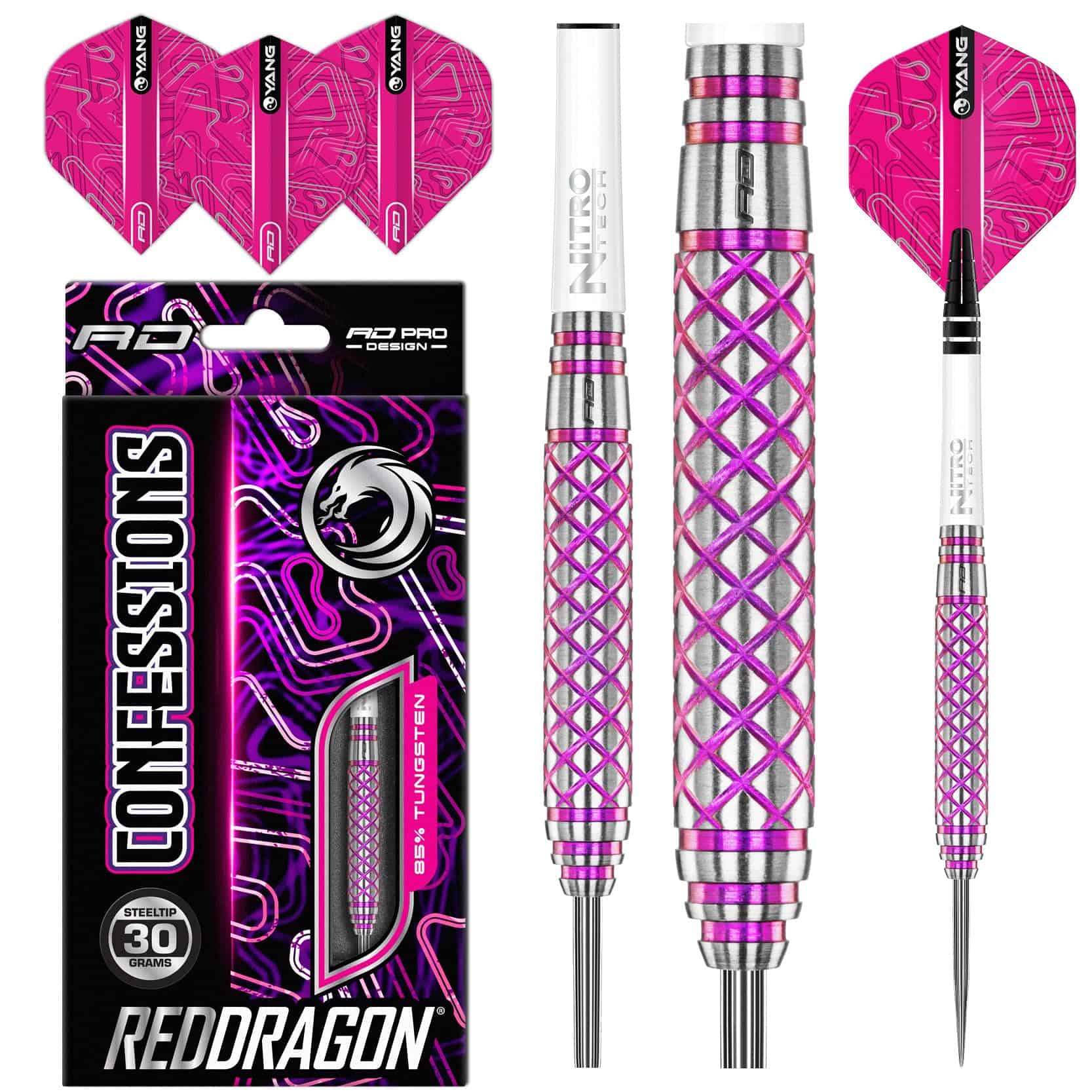 Dardos de Acero Red Dragon Confessions 30g - 85% Tungsteno