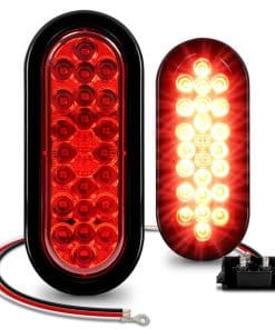 Juego de 2 luces traseras LED ovales rojas para remolque de