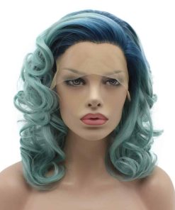 Pelucas de encaje sintético resistente al calor de fibra de