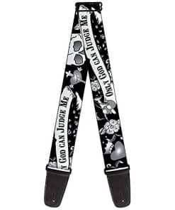 Correa de Guitarra Solo Dios Puede Juzgarme Negro Blanco 2