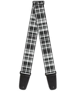Correa de Guitarra a Cuadros Negro Blanco de 2 Pulgadas de