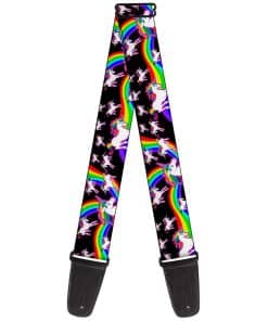 Correa de Guitarra Buckle-Down Unicornios Arcoíris Negro 2