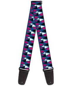 Correa de Guitarra Picos Turquesa Fucsia Negro Blanco 2