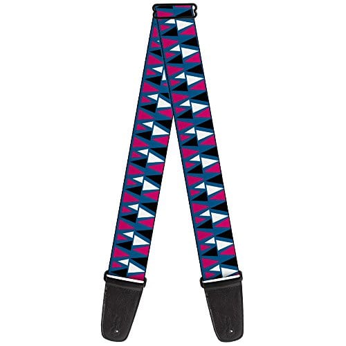 Correa de Guitarra Picos Turquesa Fucsia Negro Blanco 2