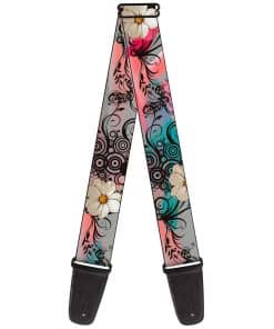 Correa de guitarra Buckle-Down, Flores Filigrana Rosa, 2