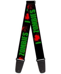 Correa de guitarra I Heart Zombies Bold Splatter Negro