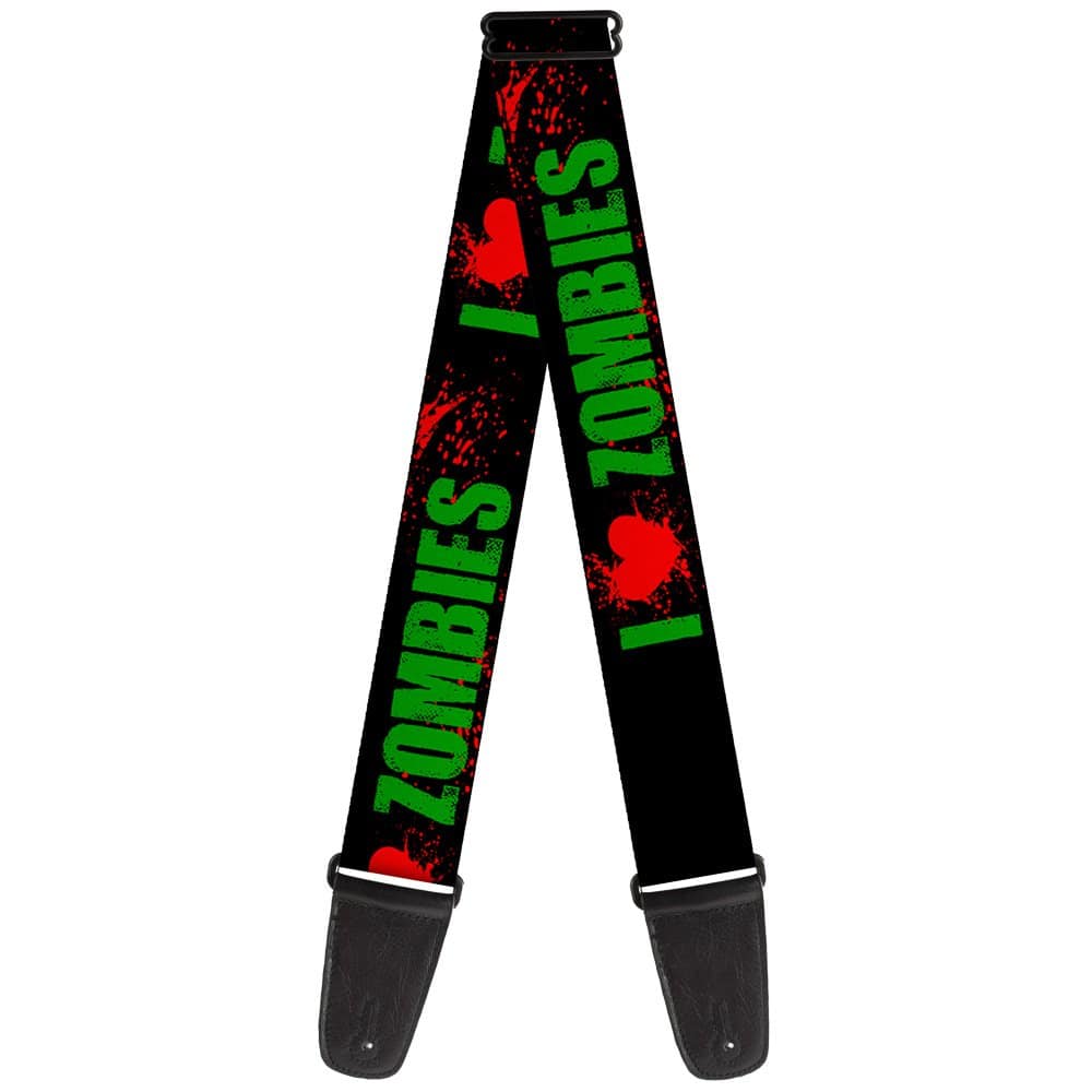 Correa de guitarra I Heart Zombies Bold Splatter Negro