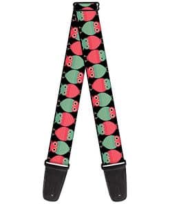 Correa de Guitarra Buckle-Down Búhos Volteados Negro Malva